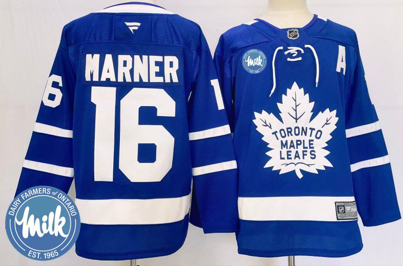 Men Toronto Maple Leafs 16 Marner Blue Fanatics 2025 NHL Jersey style 1